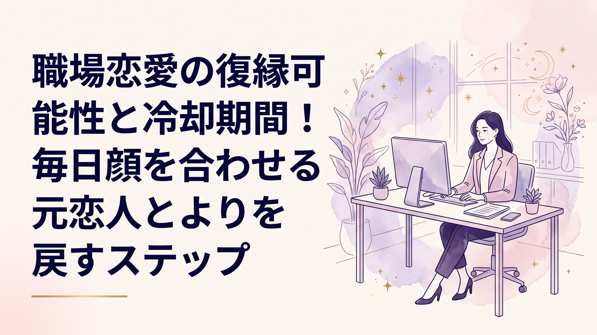 洗練されたオフィスフロアでPCに向かいながら冷静に業務と向き合う自立したビジネスパーソンの姿